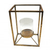 Bougeoir carré en verre et métal - or -