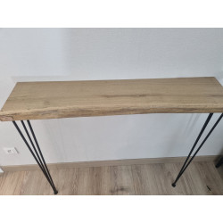console en chêne massif et pieds épingle live edge CH3