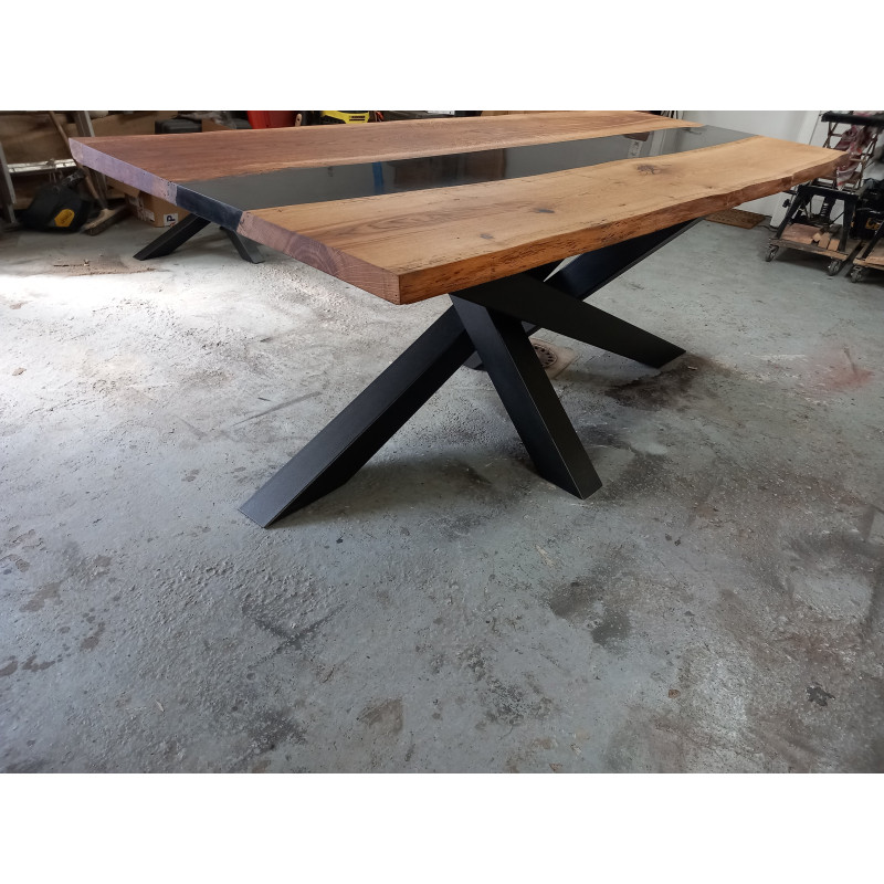 Table Rivière époxy R13 En érable Flammé – Kit DIY Bord Vivant